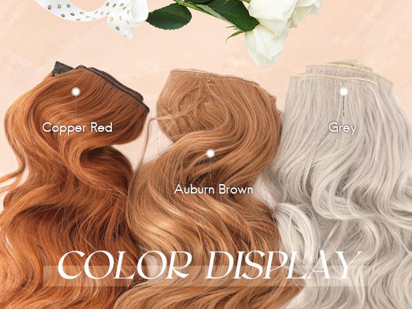 FESHFEN Clip in Hair Extensions - 4 PCS Long Wavy Thick Clip in Hairpieces Full Head Natural Soft Synthetic Hair Extension for Women