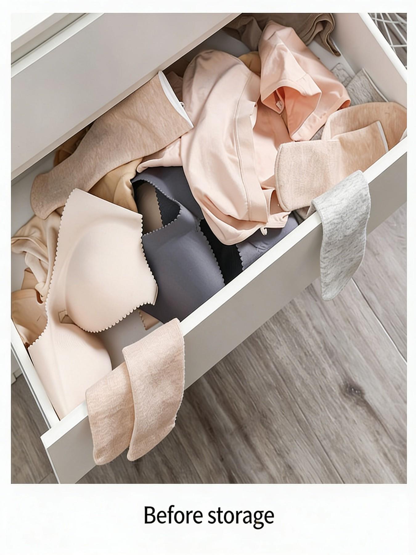 Foldable Underwear Storage Box, Drawer Style Divided Organizer Bag, Socks Bra Panties Separated Compartment, Clothing Organiser