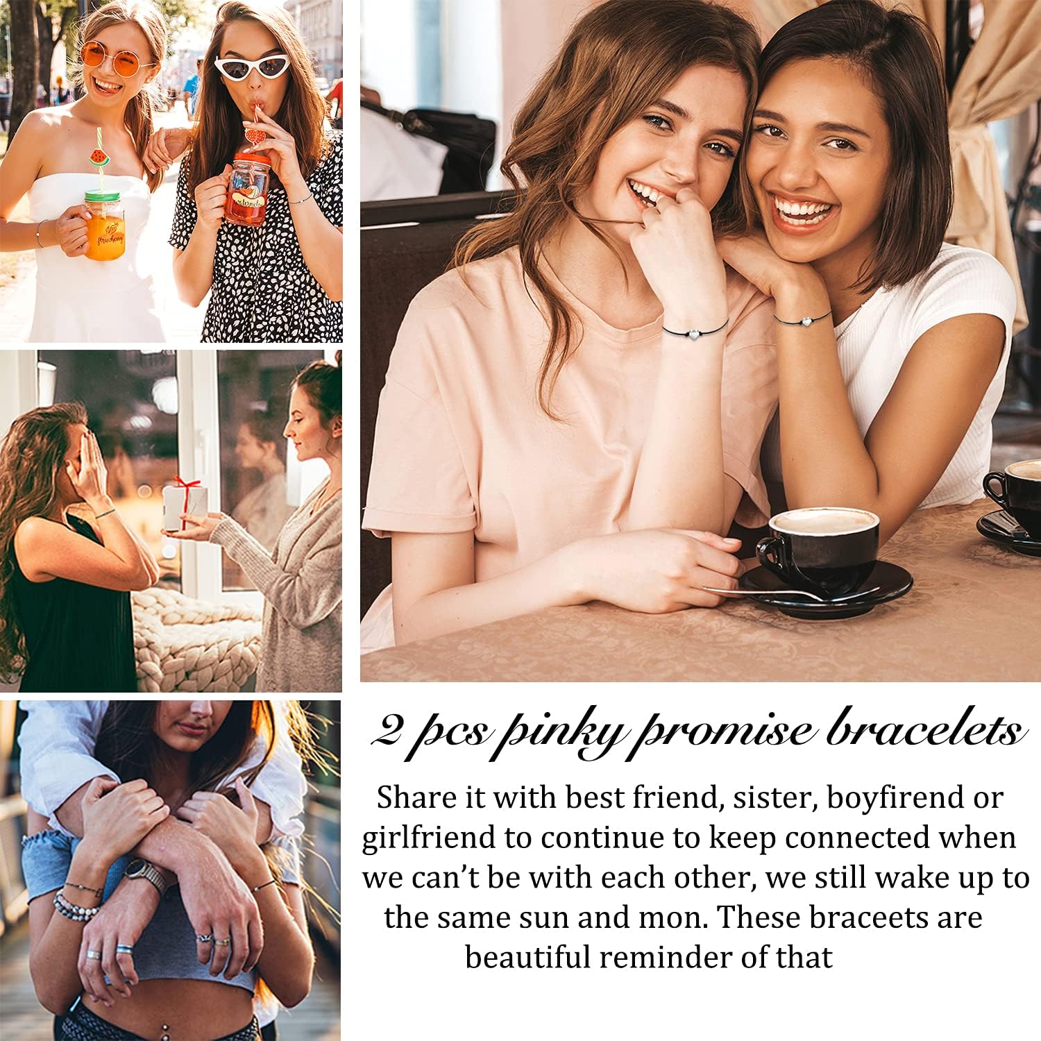Matching Bracelets for Couples   Pinky Promise Bracelets | Birthday Gifts for Family Sister Women Men