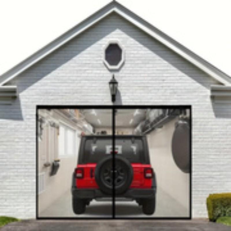 1pc Garage Screen Door for Two-Car Garage, 16x8 Feet, Magnetic Closure, Heavy Bottom, Self-Sealing Glass Fiber Mesh, Easy Assembly
