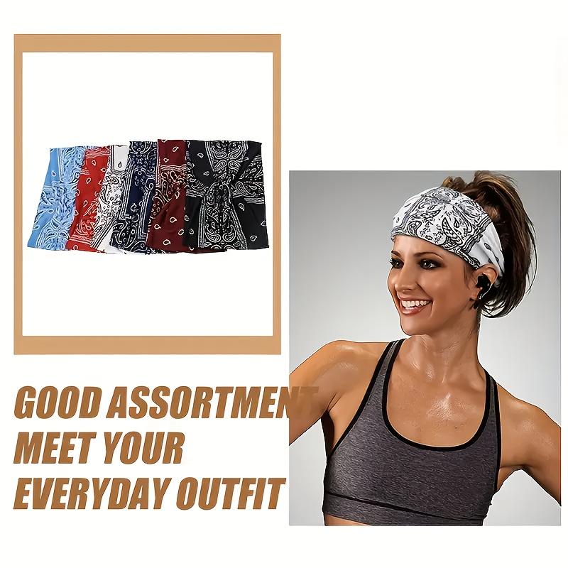 Bohemian-Style Fashion Headband - Women's Knotted, Crossed, Non-Slip Hairband - Printed Elastic Yoga Headband for Yoga, Running, and Daily Wear