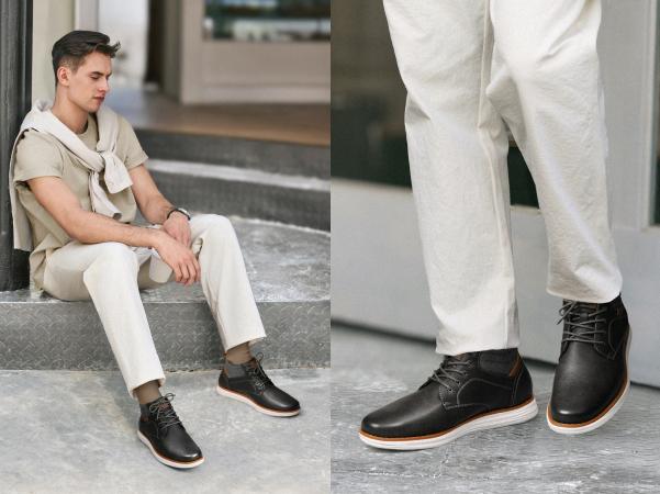 【Live Exclusive】Bruno Marc [GRAND-HIGH] Men's Mid Top Chukka Sneaker Lace Up Dress Boot Walking Shoes Footwear Boy Comfort
