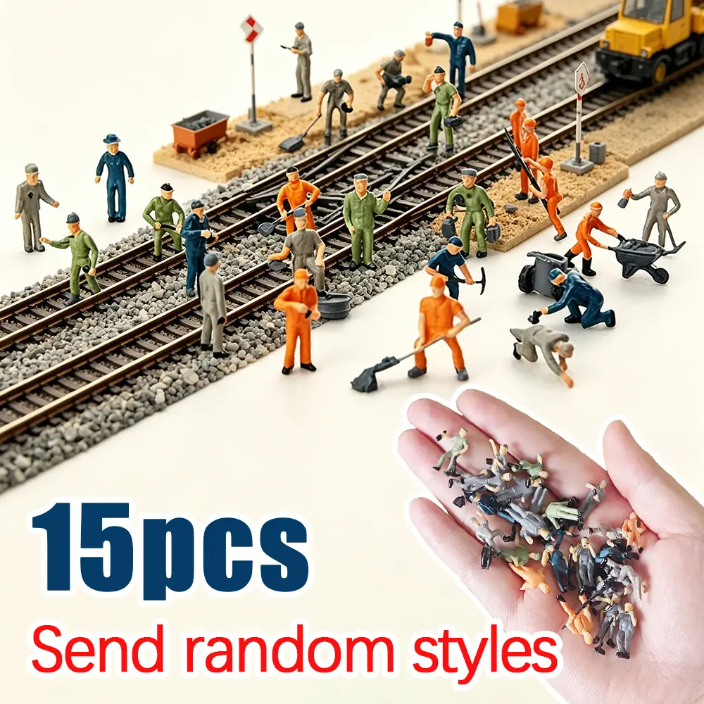 15 pcs 1:87 Scale Miniature Worker Models, Sstyles And Colors Are Randomly Shipped, Exquisite Mini Figures For Micro Scene Layout, Ideal For Building Railway And Architectural Diorama Scenes, Perfect For Model Enthusiasts To Collect