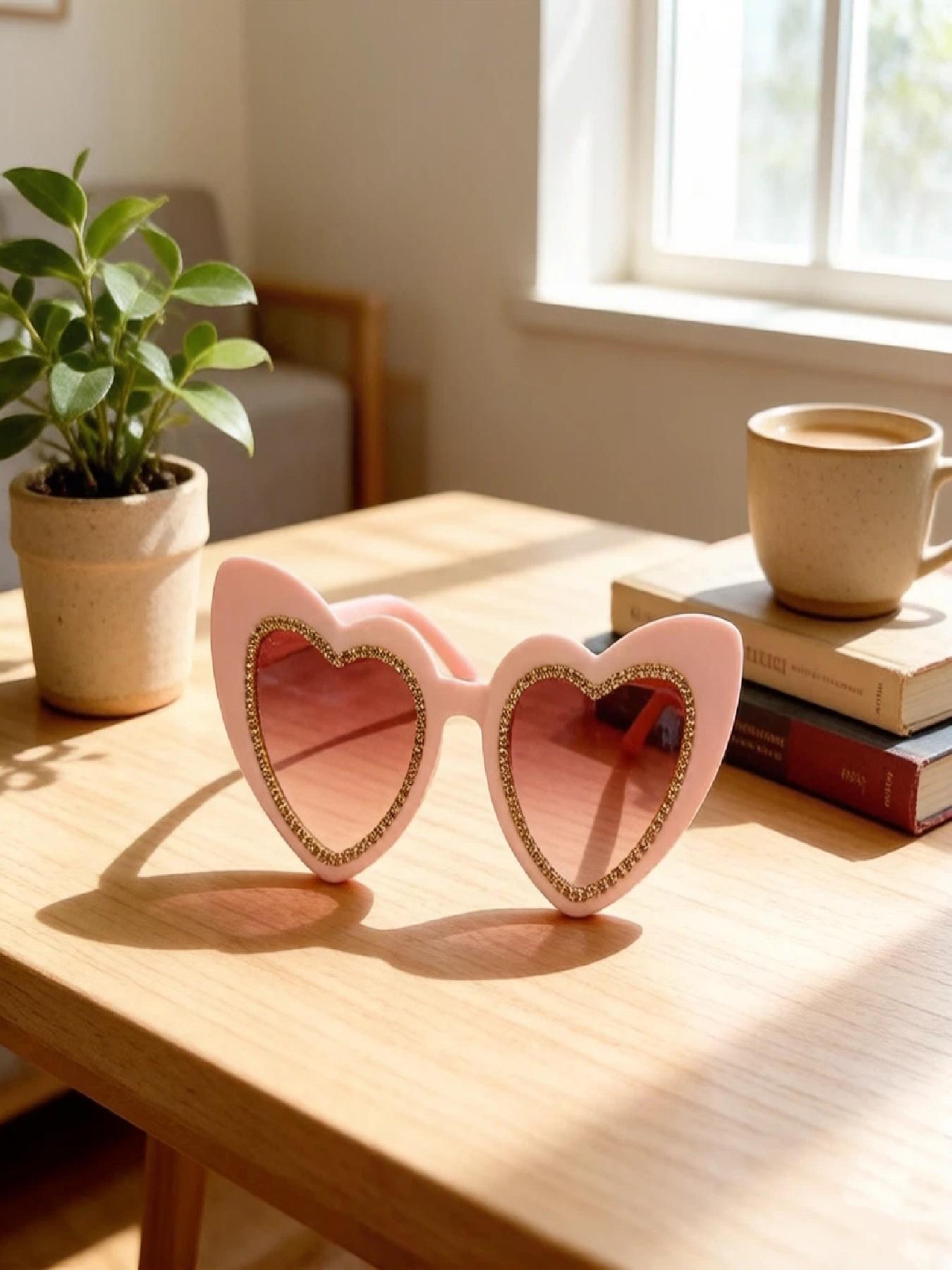 Rhinestone Heart Sunglasses, Perfect for Photoshoots, Dates, Music Festivals, Beach Vacations, Birthday Parties, Daily Wear