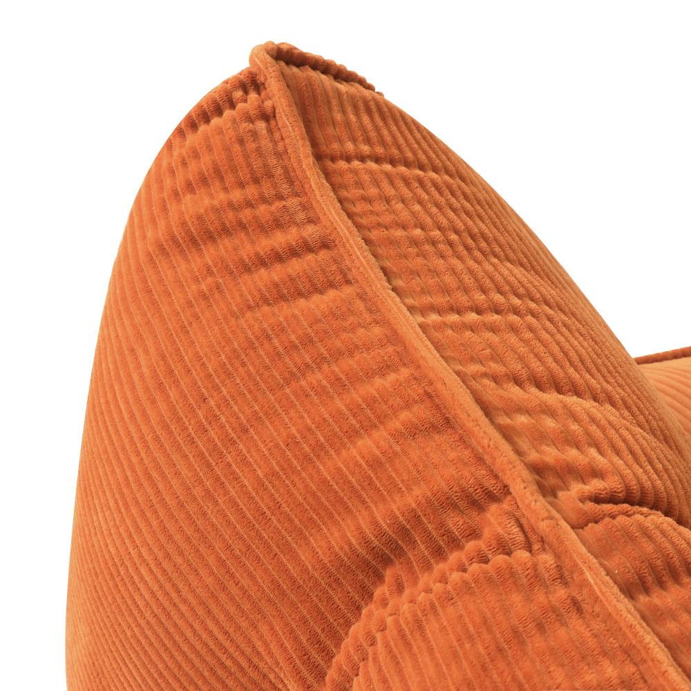 Modern Togo Caterpillar 1-Person Casual Rectangle Mini Sofa for Adults, 35.00x40.00x28.00 inches (35x40x28"), Corduroy Fabric, 40 lbs Slouchy Lazy Couch, No Assembly Required, Cozy Living Room-Bedroom Sofa, Orange, 30 Days for Quality Issues
