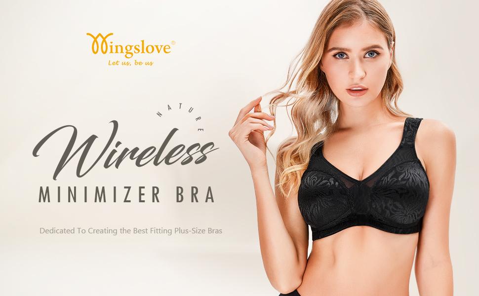 Wingslove Women's Full Coverage Wireless Minimizer Bras Comfort No Padded Supportive Unlined Plus Size Bras
