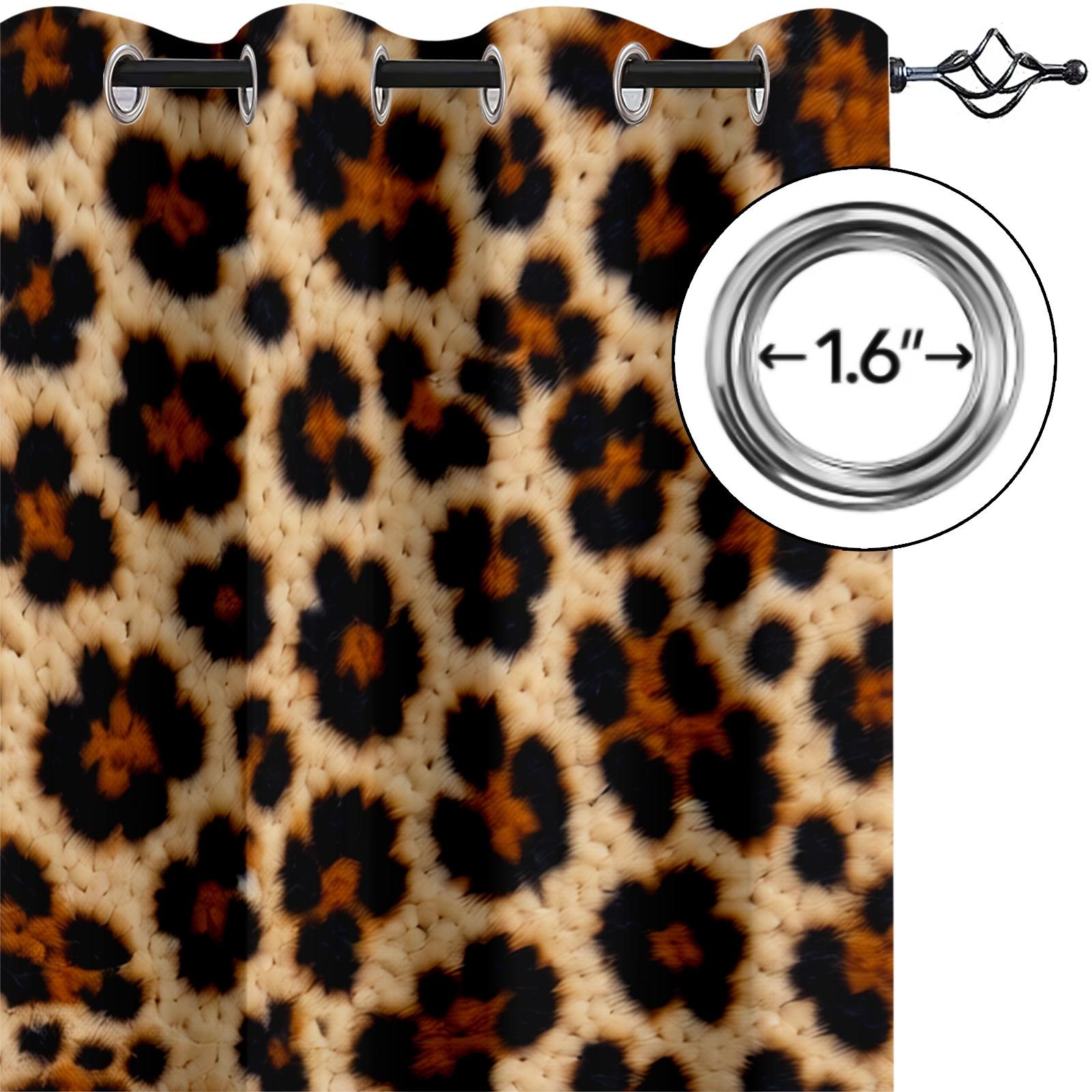 2Pcs Gradient Colorful Leopard Print Curtains, Fashion Atmosphere Design, Breathable Shading Fade Resistant, Perfect for Youth Home Bedroom