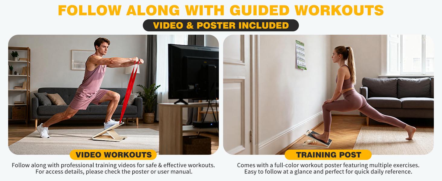 Professional Slant Board for Calf Stretching, Adjustable Portable Wooden Board with 2 Resistance Bands & Training Poster,300 lbs Weight Capacity Calf Stretch Wedge for Legs & Flexibility Training Professional Slant Board for Calf Stretching, Adjustable Portable Wooden Board with 2 Resistance Bands & Training Poster,300 lbs Weight Capacity Calf Stretch Wedge for Legs & Flexibility Training