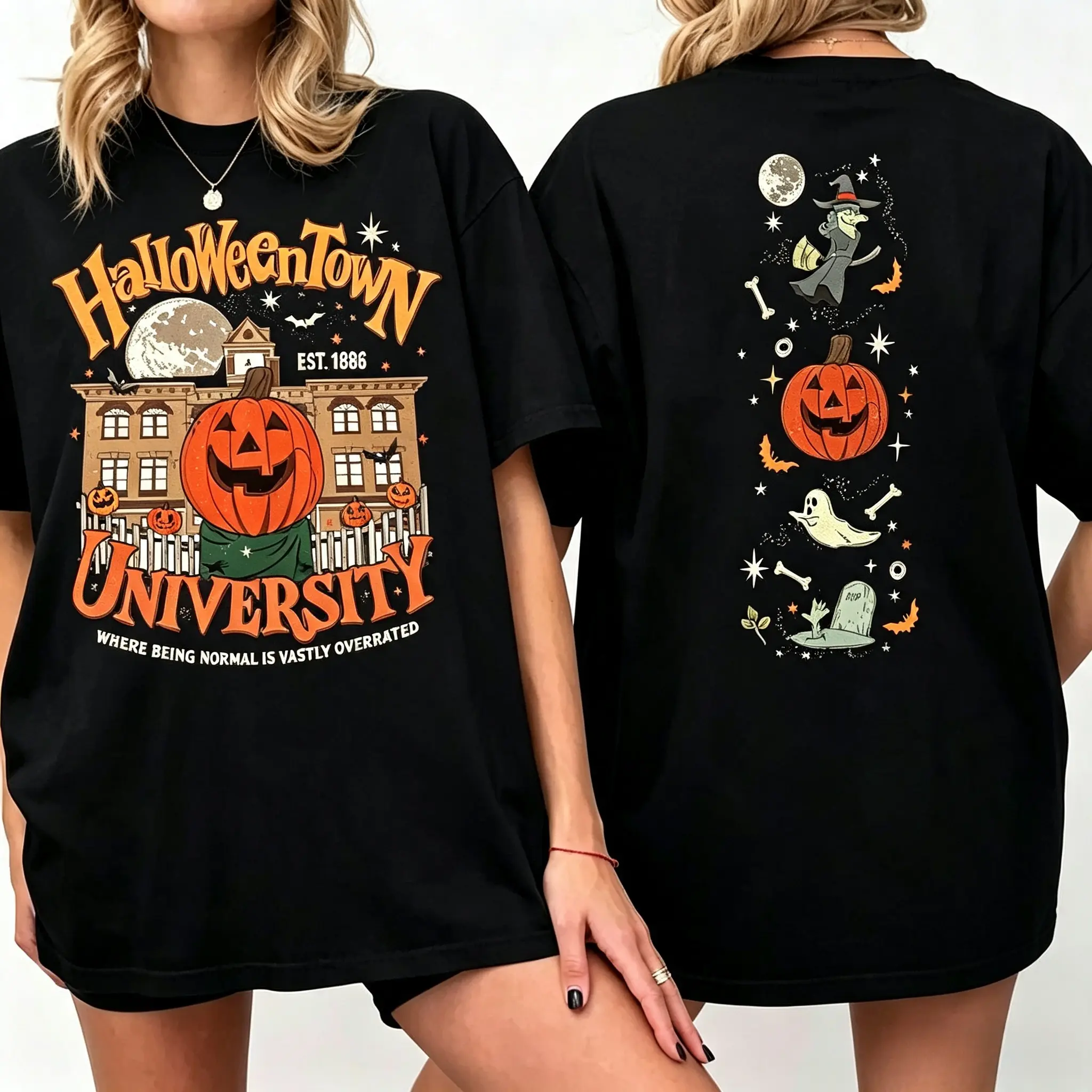 Men's Halloweentown Est 1998 University T-Shirt - Casual, Comfortable Fabric, Cute Fall Graphic Tee, Anniversary-Fit Top, Tshirt, Graphic Print