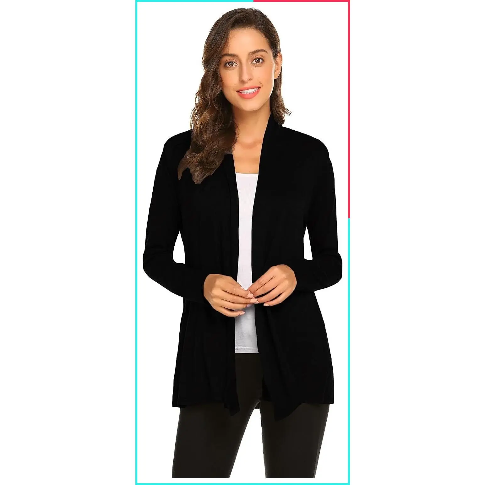 Women's Casual Lightweight Long Sleeve Cardigan Soft Drape Open Front Fall Dusters (S-3XL)