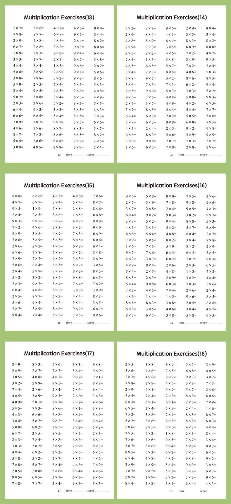 A workbook, Math learning book, designed for children to practice math problems, focusing on nine-nine multiplication in multiplication and division, handwritten math book enhances computational skills and promotes critical thinking