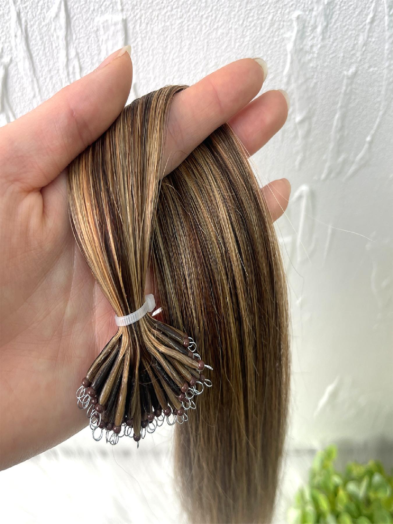 Human Hair Extension Pre-Bonded Micro Nano Rings, Beads Loop Nano Hair Extensions, Cold Fusion Nano Ring Extensions, 30g/pack