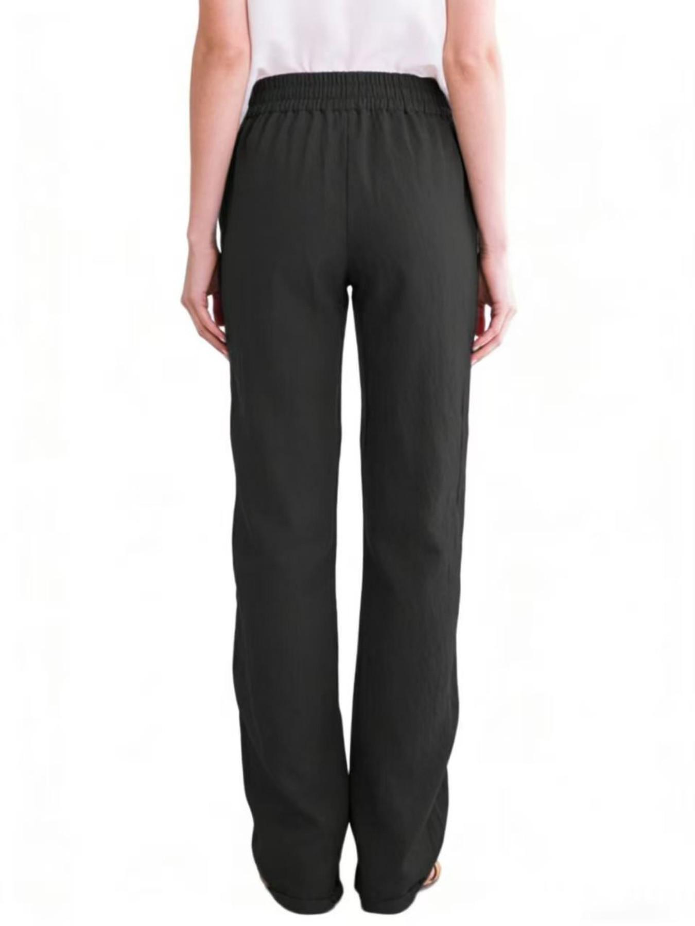 New Summer Autumn Cotton Linen Drawstring Loose Fit Casual Wide Leg Long Pants for Women, Comfortable and Stylish Bottoms
