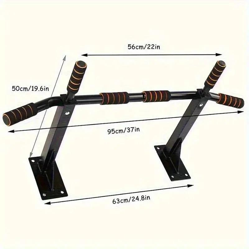 Commercial Strength Wall Pull-Up Bar – 1400LB Weight Capacity, All-in-One Home Gym System with Hanging Straps, Perfect for Weighted Exercises, Dips, Pull-Ups, Push-Ups & Core Training, Solid Black Professional Equipment