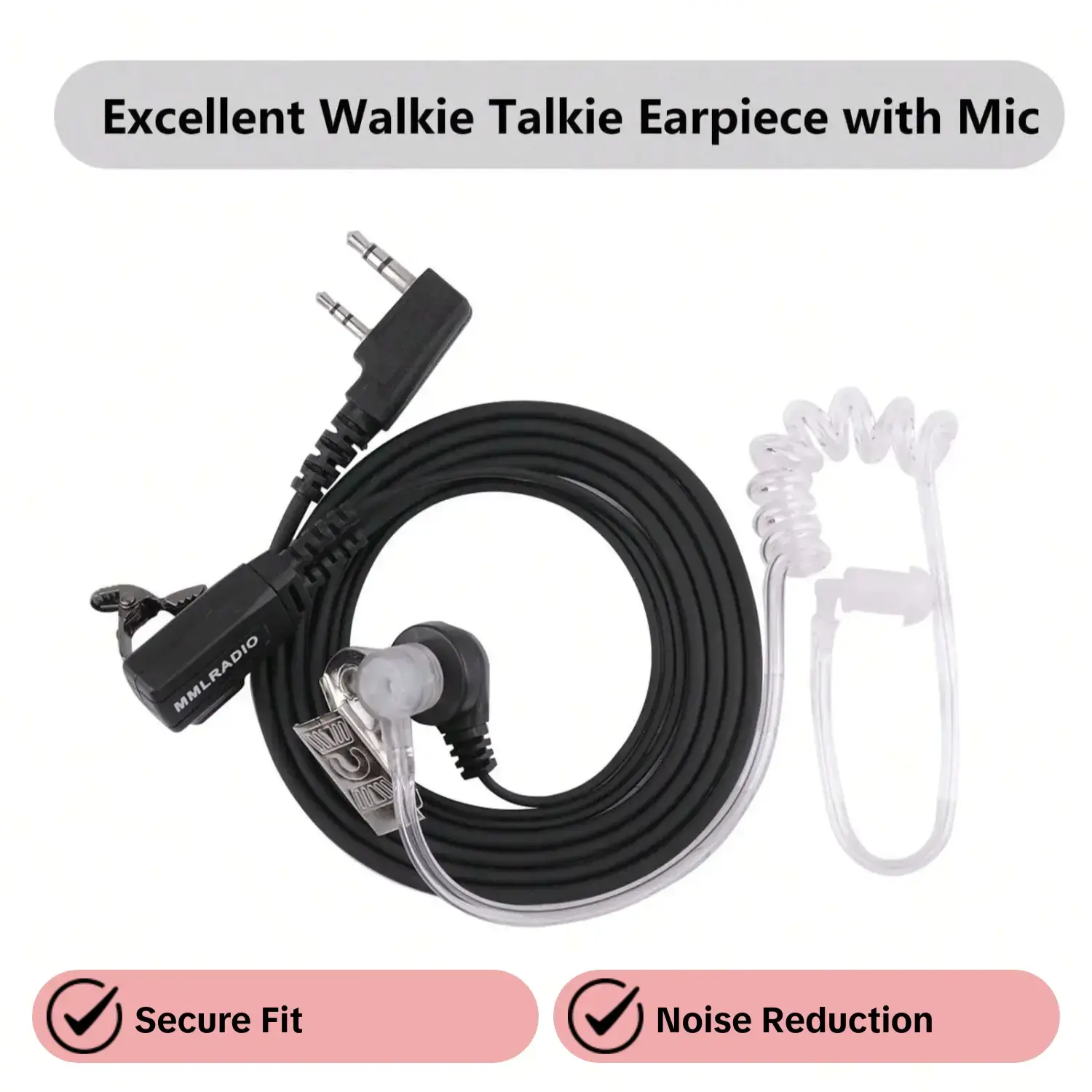 MMLRADIO Walkie Talkie Earphone, Two Way Radio, Ear Hook Headset Earpiece with Microphone, Wired Headphones Compatible with Baofeng BF-888S UV5R 5RH 5RM UVS9