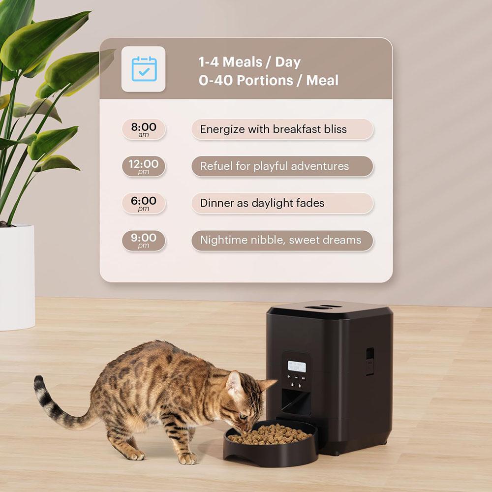 Smart Pet Feeder Machine, Graffiti APP Control Cat Automatic Feeder, Dry Food Dispenser, Suitable for Small Pets, Programmable Pet Feeder
