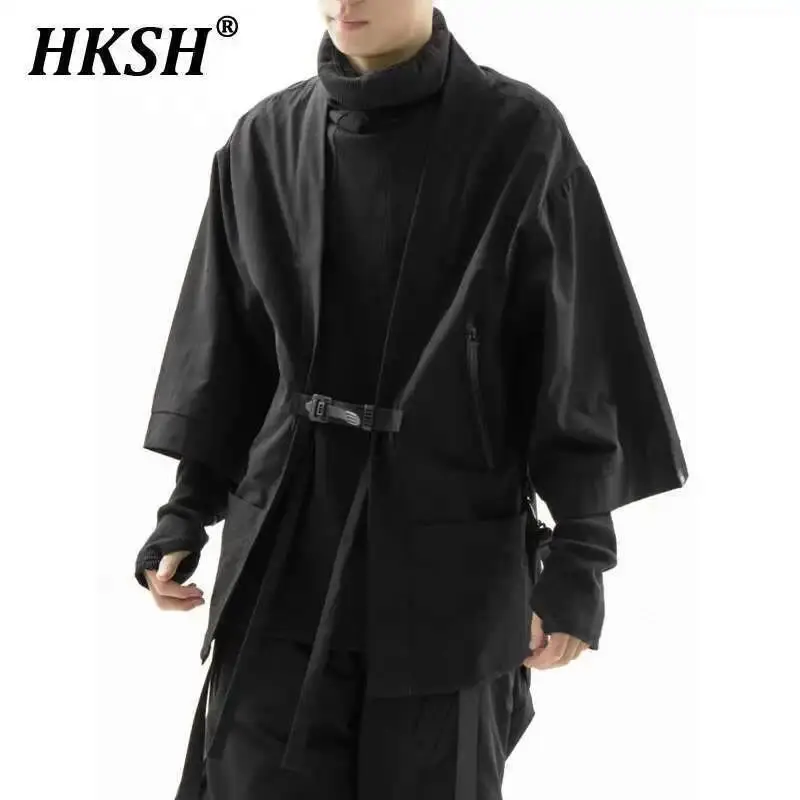 Spring Autumn New Men's Tide Dark  Ninja Taoist Robe Waterproof Japanese Jackets Techwear Chic Y2K Fashion Cardigan HK3395