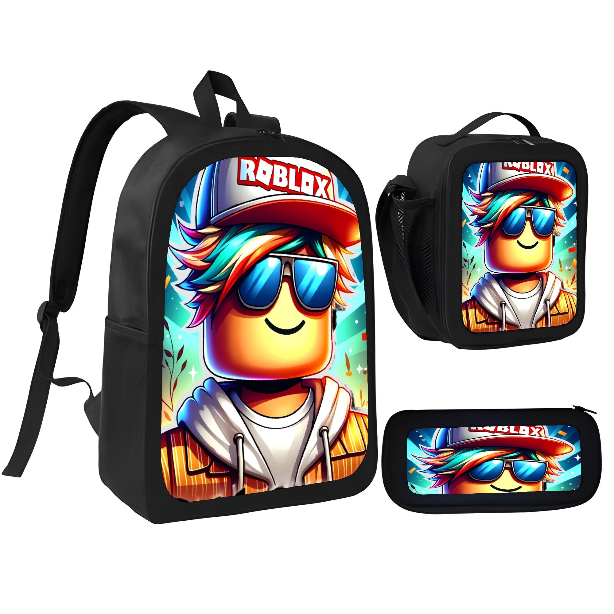 [Vibrant Backpack] 3pcs Roblox Backpack Set |   Lightweight, Adjustable Strap, Wipeable Polyester Lining, Ideal for Daily Commute & School