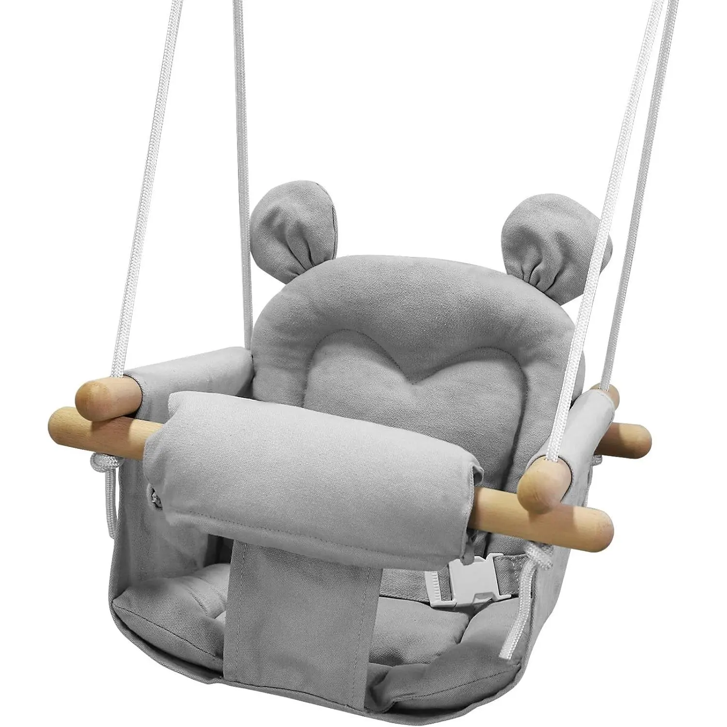 Baby Swing, Canvas Baby Swings for Infants, Secure Baby Swing Outdoor, Toddler Swing for Indoors, Wooden Hanging Baby Swing Seat, Hammock for Tree and Backyard