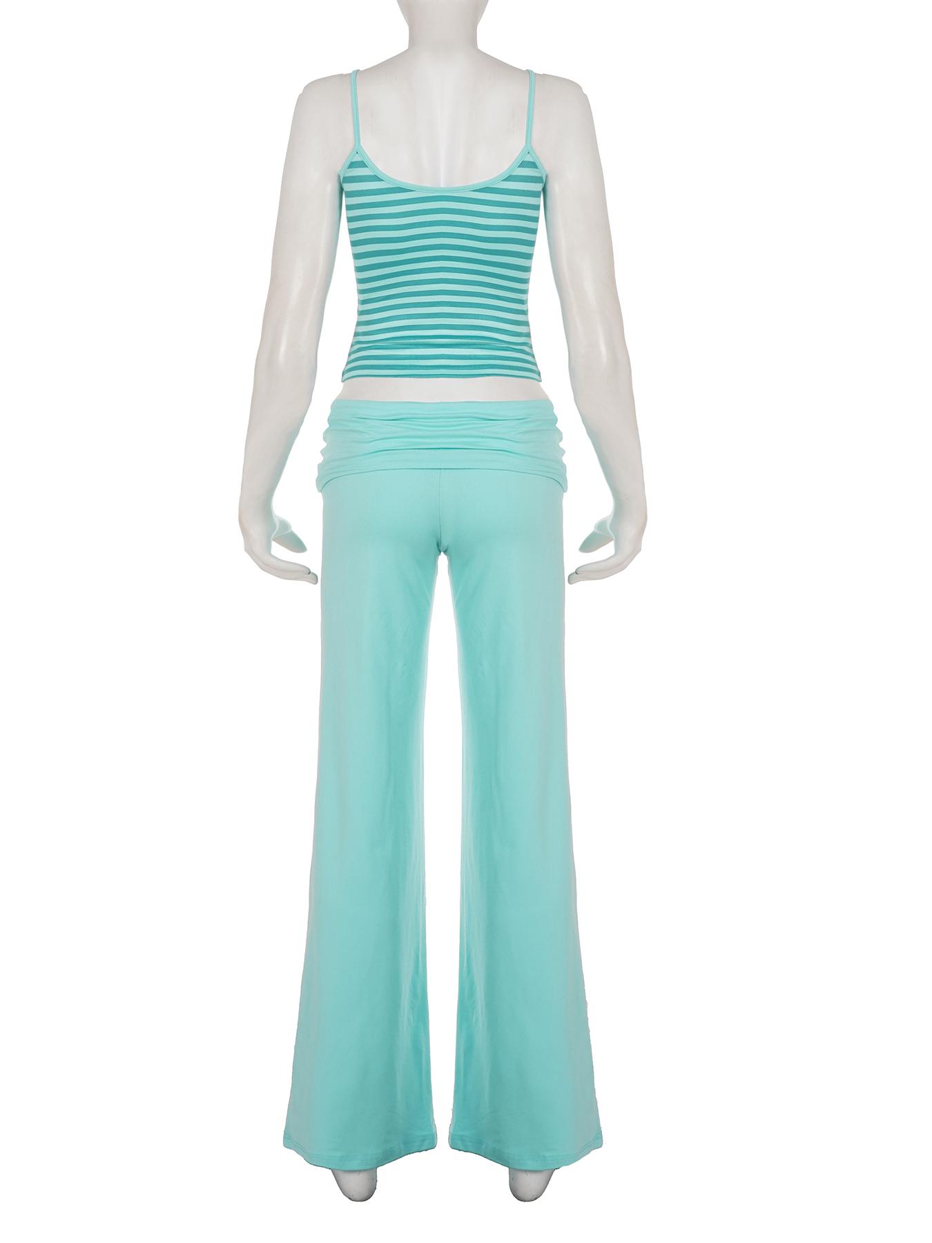 Women's Striped Sleeveless Cami Top and Wide Leg Pants Set, Summer Casual Loose Two-Piece, Comfortable and Stylish