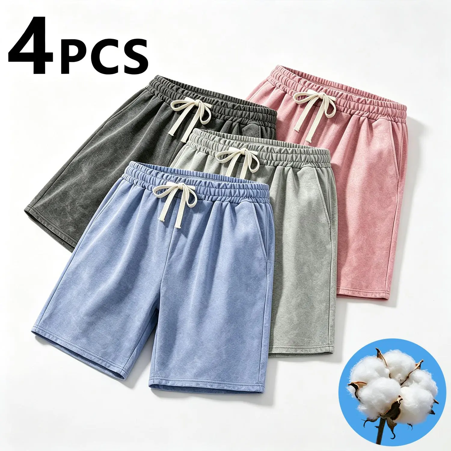 Tech Cotton Men's Sport Shorts Unisex Regular Fit Plain Blank Sweatshorts Lightweight soft Breathable Fabric Casual Wear Travel Fitness Gym Workout Hiking Gift for Husband Couples Essentials Street Fashion Outfits Multi-Pack Drawstring Bottoms Menswear