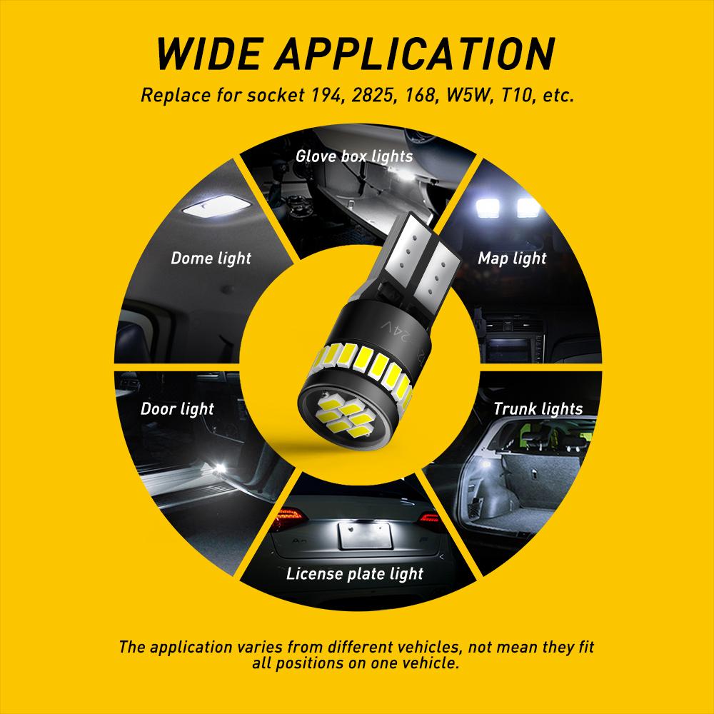 AUXITO 194 LED Bulbs for License Plate Light 168 175 2825 W5W T10 24-SMD 3014 Chipsets 6000K White for Car Dome Door Map Dash Courtesy Cargo License Plate Lights, Pack of 2 AUXITO 194 LED Bulbs for License Plate Light 168 175 2825 W5W T10 24-SMD 3014 Chipsets 6000K White for Car Dome Door Map Dash Courtesy Cargo License Plate Lights, Pack of 2