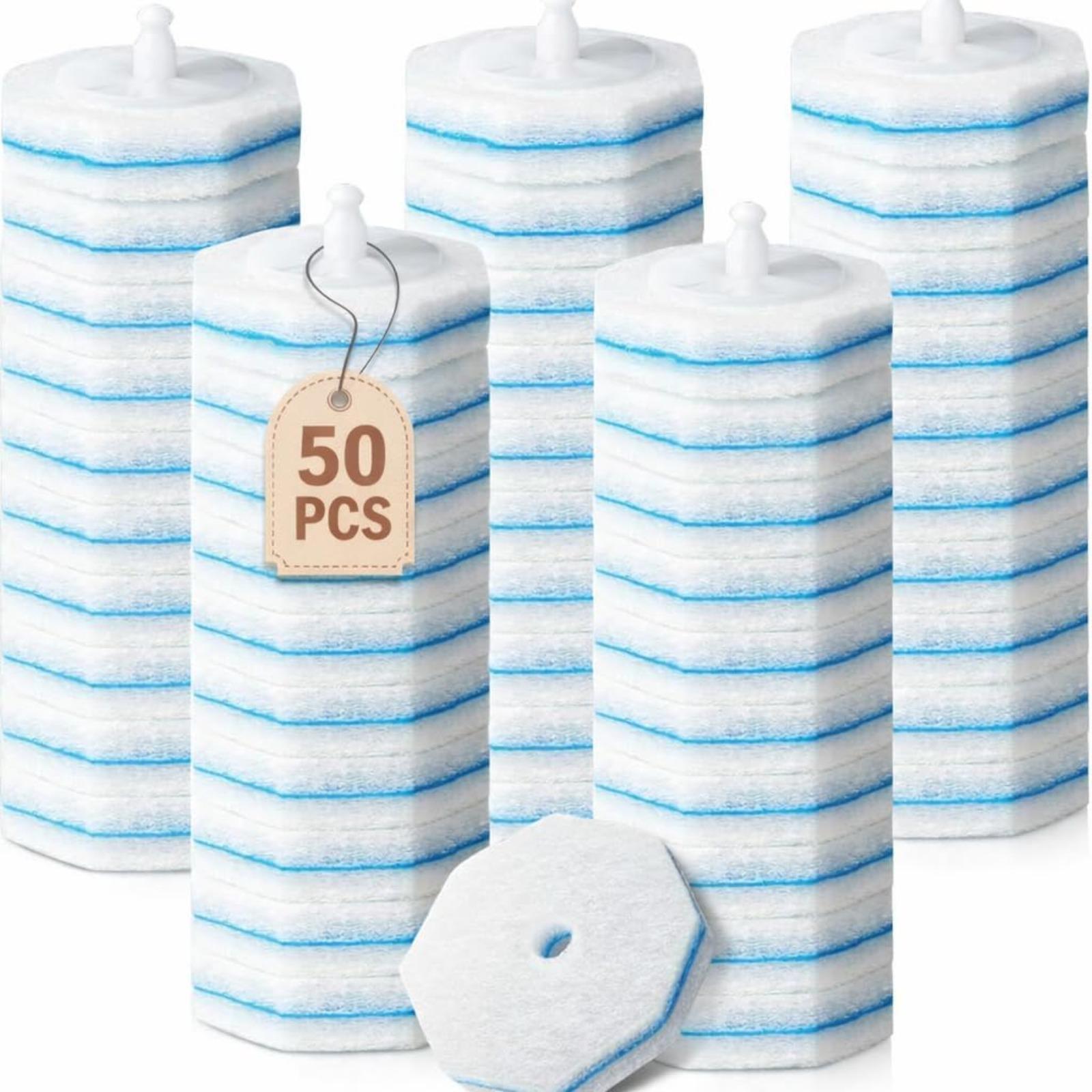 50 Count Toilet Wand Refills, Disposable Toilet Brush Refill Heads Compatible with Household Brushes Scrubbers, 3-Layer Scrubbing Pads for Quick Bathroom Toilet Bowl Cleaners Home Cleaning Products Local Stock