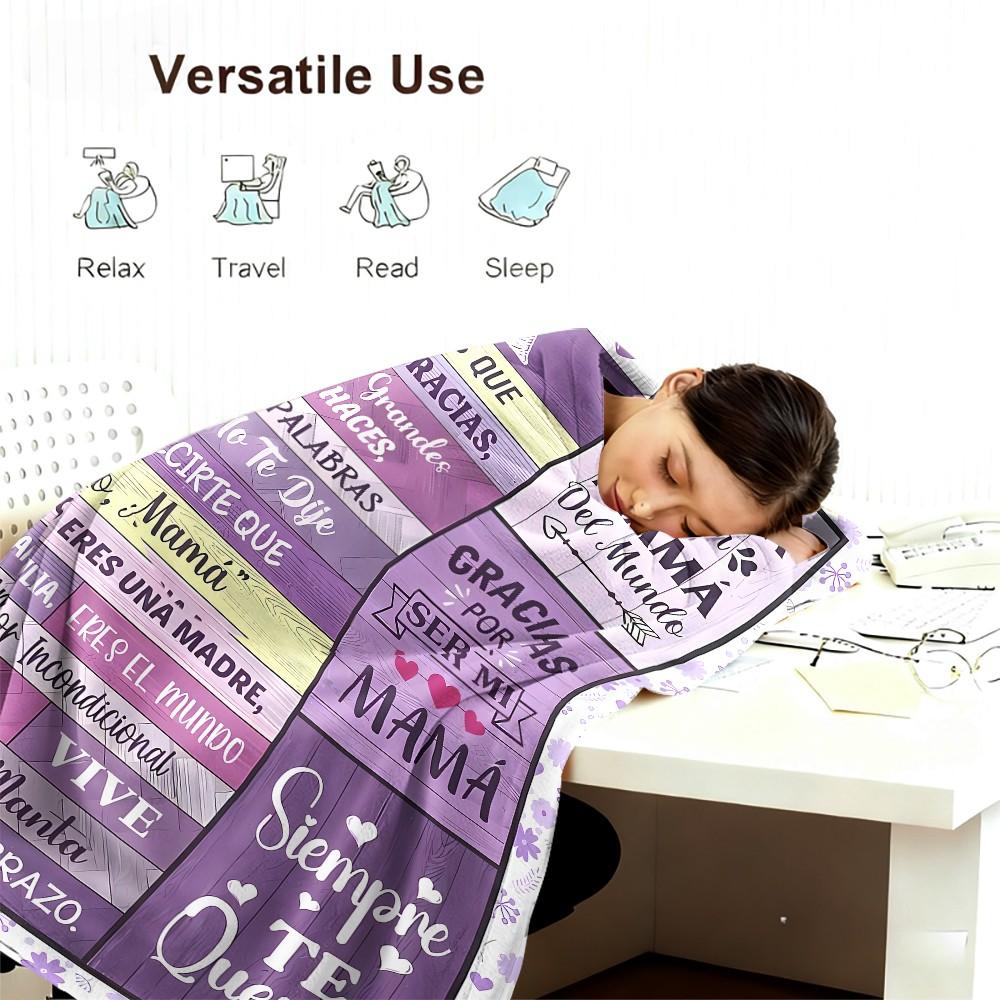 Spanish Mom Blanket, Healing Soft Flannel Home Sofa Warm Blanket, Hypoallergenic Knit Fabric, Digital Print, Ideal Gift for Bed Couch Camping Travel Car Holiday Decor