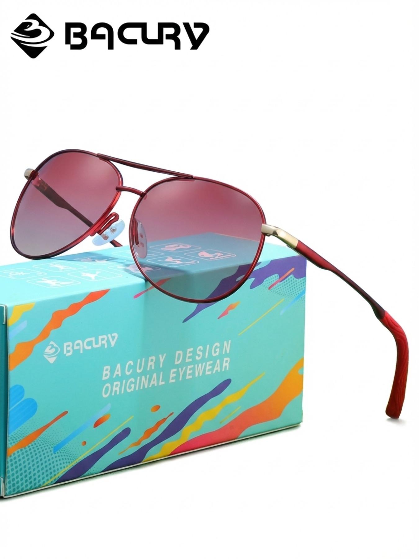 BACURY Beach Vacation Polarizer Sunglasses, Men'S And Women'S Stainless Steel Oval Frame, Outdoor Travel Reduces Glare, Versatile, Uv Resistant