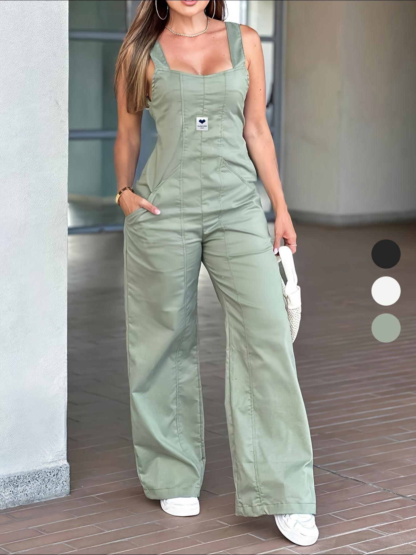 New Spring Autumn Women's Overalls, Vintage & Cool Style, Casual Fitted Pants, Plain Pattern, All Seasons Wear