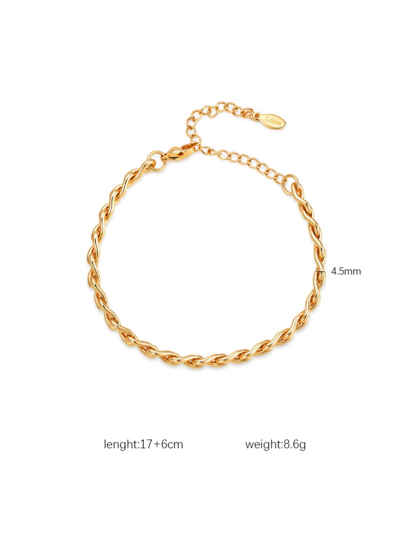 Perfect for dating and commuting, European and American style, 18K real gold twisted line necklace and bracelet set