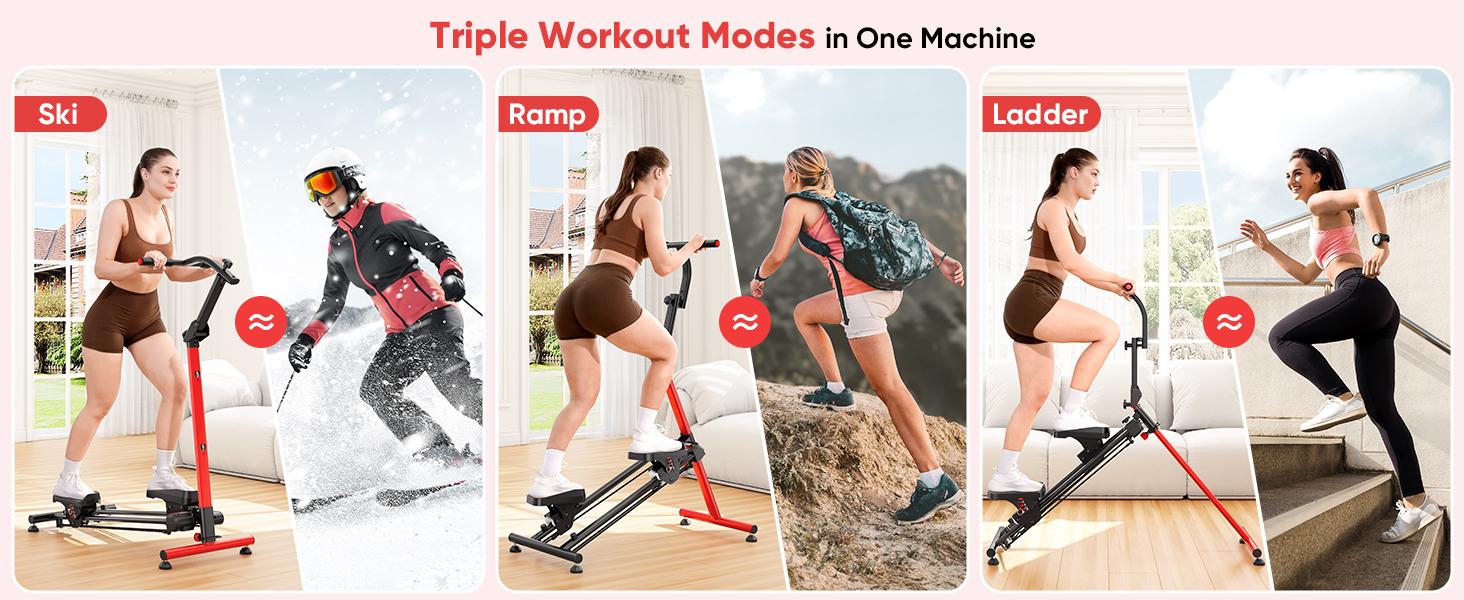 YOLEO Steppers for Exercise at Home, Adjustable Stair Stepper with 3 Workout Modes,Folding Cardio Stair Master with Ski Simulation Mode & Oversized Pedal,90% Pre-Assembled Stair Climber with Handlebar