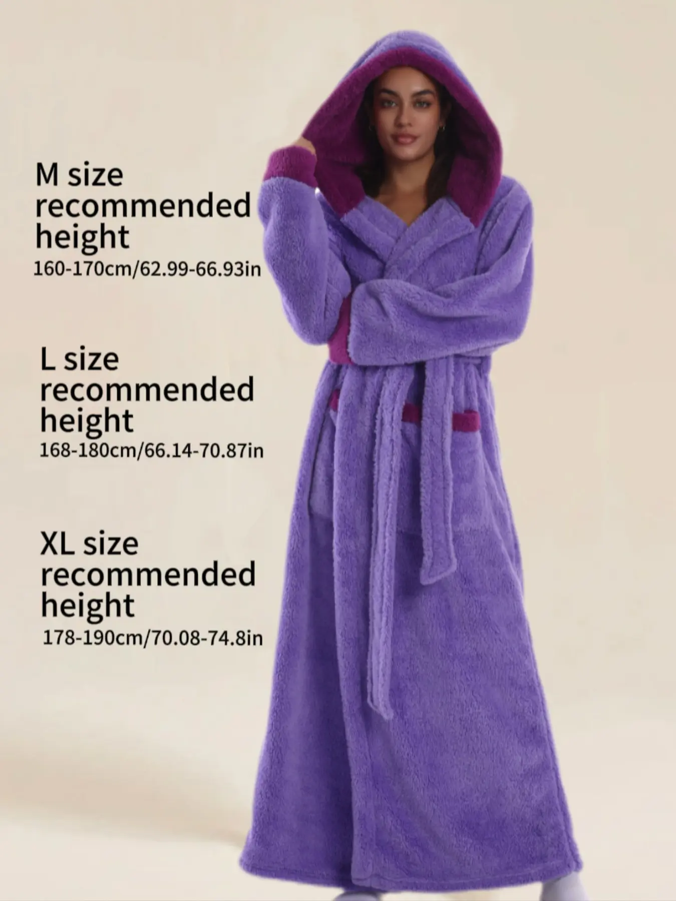 Luxurious Midnight Hooded Bathrobe Nightwear, Elegant Belt and Pockets, Unisex, Soft and Thick, Multiple Sizes Available