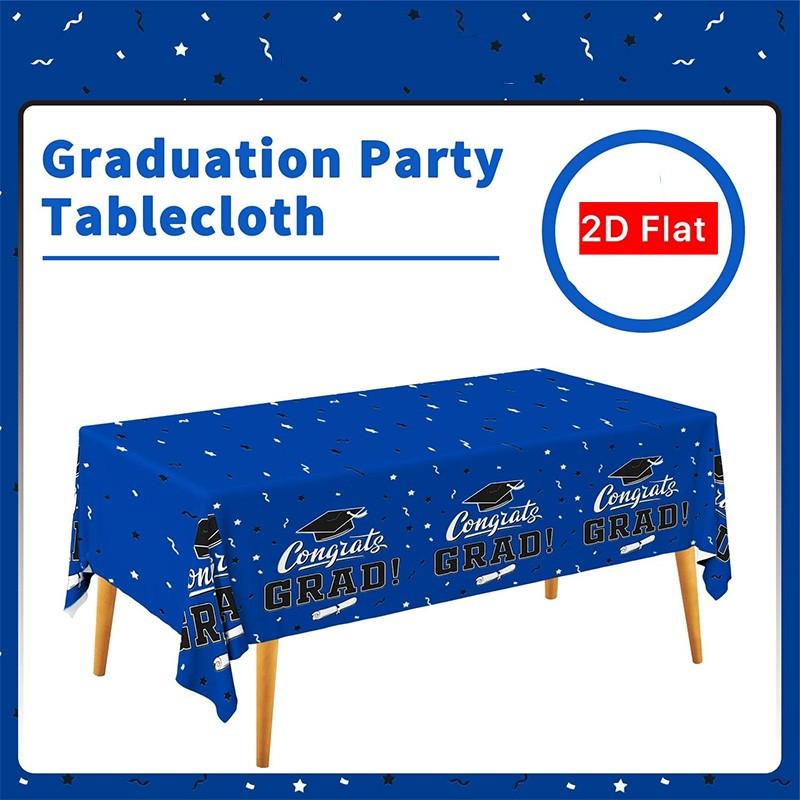 2D Flat Party Tablecloth 1pc, Graduation Decoration, Blue Tablecloth, No Power Required, Perfect for Graduation Parties