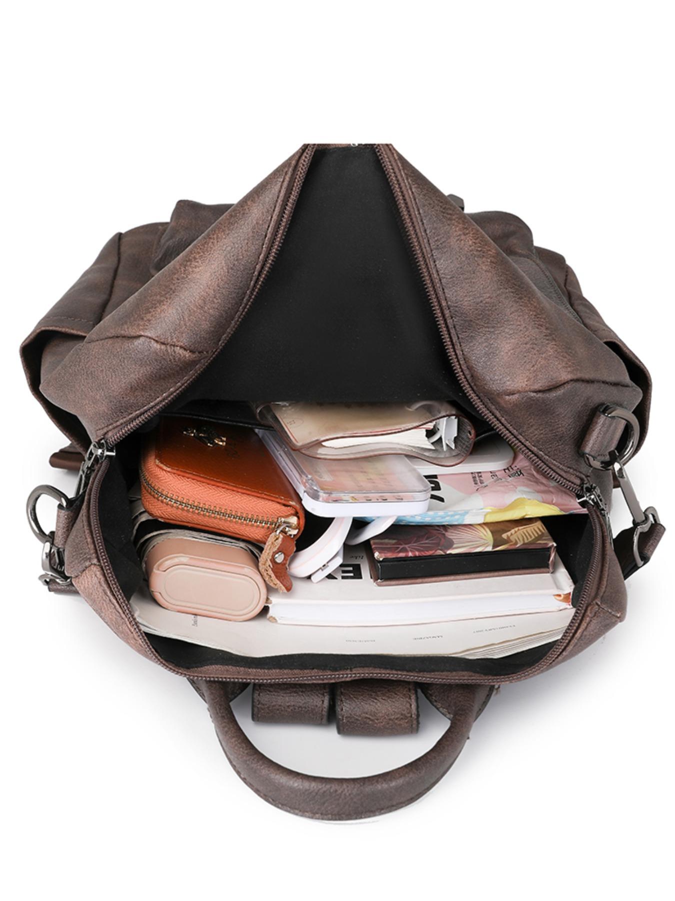 Women's Vintage Soft Leather Backpack, Multi-Functional Commuter Bag, Large Capacity Anti-Theft Handbag, Urban Fashion Accessory