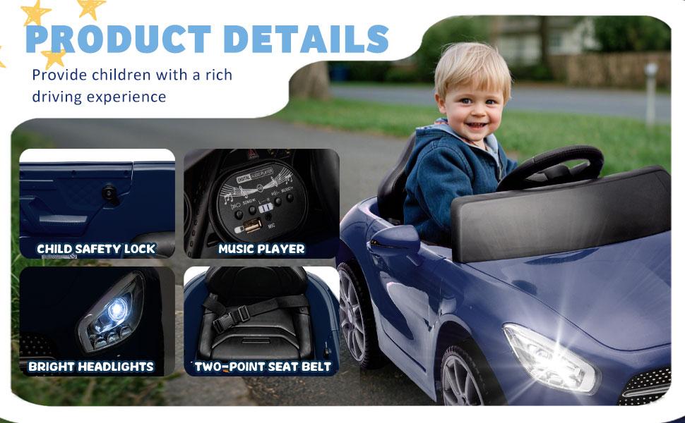 Licensed Mercedes-Benz CLS 350,12V Kids Ride On Electric Car w/Parents Control,2WD,Four-Wheel Suspension Kids Ride On toy, Music, Bluetooth, Headlights, Slow Start, Adjustable Speed For Kids Aged 2-4. summerwins,summerwins