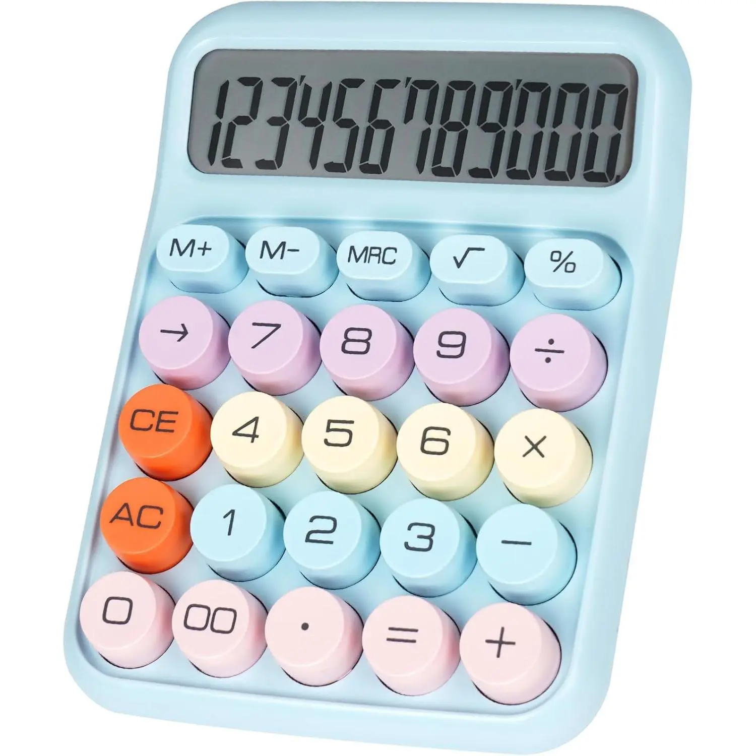 Mechanical Switch Calculator with Big Buttons, Calculators Desktop, 12 Digits, Large LCD Display, Desk Calculator, Cute Pink Calculators for Teachers Students Basic Office (Blue)