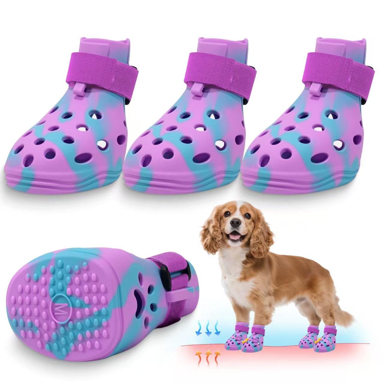 4 Pack Dog Shoes, Breathable Anti-Slip Silicone Dog Boots with Soft Sole, Cute Flower Design, Waterproof Paw Protector for Small Medium Large Dogs (Summer All-Season) 4 Pack Dog Shoes, Breathable Anti-Slip Silicone Dog Boots with Soft Sole, Cute Flower Design, Waterproof Paw Protector for Small Medium Large Dogs (Summer All-Season)