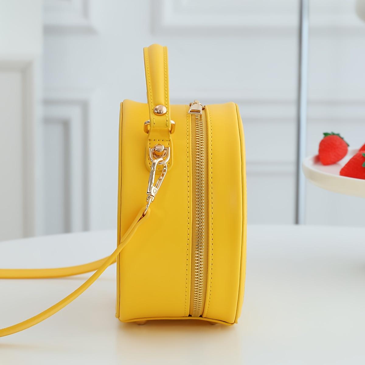 Women's Cute Lemon-Shaped Sequined PU Leather Fashion Crossbody Handbag - Compact Embellished Female Gym Bag with Adjustable Casual Crossbody Strap for Party Use