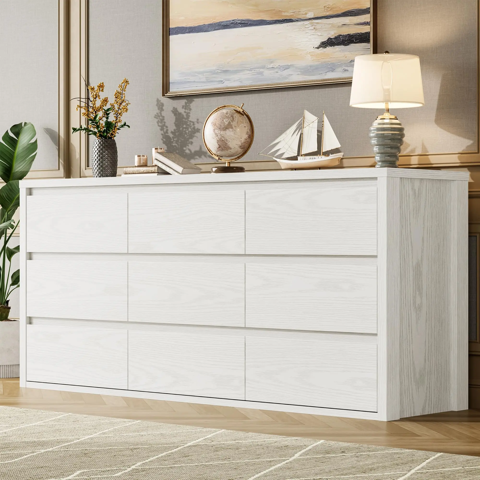 GARVEE 9 Drawer Dresser for Bedroom, Wide Modern Chest of Drawers, Large Wood Dresser Wooden Storage Organizer for Living Room, Hallway Entryway