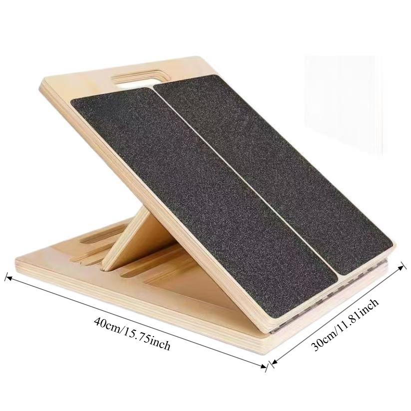 Portable Wooden Slant Board for Calf Stretching Squats Calf Stretcher Pilates Physical Therapy Equipment Adjustable Incline Board for Knees Ankle Heel Feet Leg