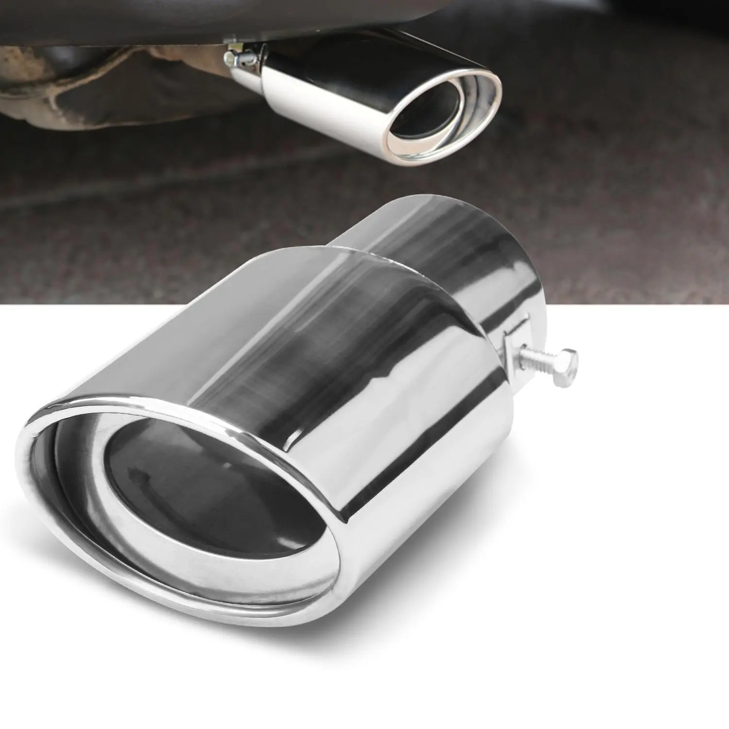 Polished Silver Stainless Steel Exhaust Tip - Bolt-On Universal Car Upgrade, Aesthetic Tailpipe Trim, Vehicle Exterior Decoration (Car Accessories, Vehicle Accessories)