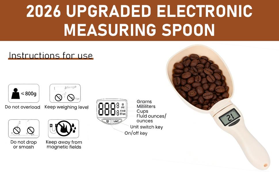 Digital Measuring Spoon Scale, 800g / 0.1g High Precision Electric Measuring Spoon with Led Display, Upgraded Multi-Functional Digital Food Scale, Removable Handle for Kitchen Gadgets and Daily Meals Digital Measuring Spoon Scale, 800g / 0.1g High Precision Electric Measuring Spoon with Led Display, Upgraded Multi-Functional Digital Food Scale, Removable Handle for Kitchen Gadgets and Daily Meals
