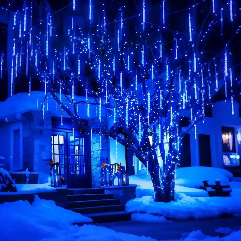 96leds USB Meteor Shower String Lights, 8 Strings Ed Festival Lights, Outdoor Garden Yard Lights, Christmas New Year Wedding Valentine Decorations, Party Lighting Decoration, Outdoor Twinkle Lights, Electronic Lights