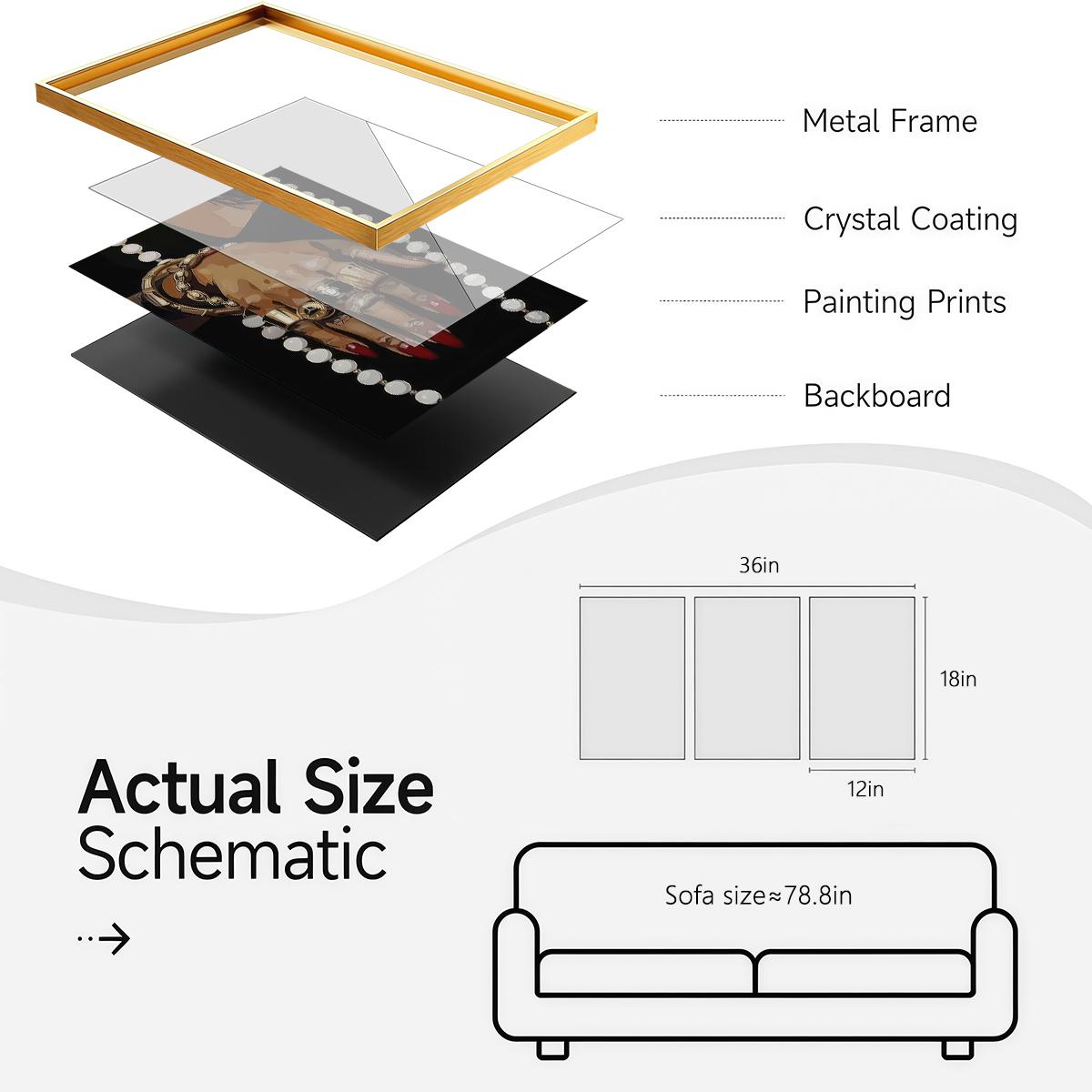 3 Counts Aluminum Alloy Framed Painting, Elegant Woman Hands With Wine Glass And Jewelry Pictures, Home Decoration For Living Room, Bedroom, Office, Restaurant, Hallway Wall Decor, Odorless Print Artwork, Luxury Perfect Gift For Friends And Family