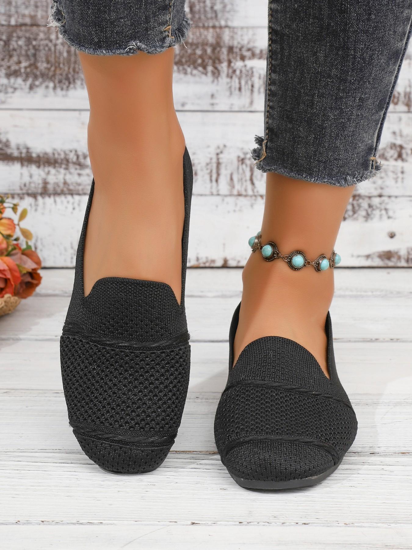 Large Size Summer Women's Mesh Breathable Soft Sole Slip-On Flat Shoes, Comfortable Daily Commute Work Walking Mom Shoes