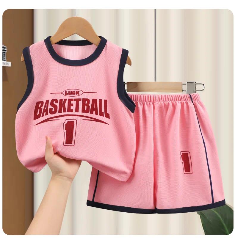 Kids Clothes Boys Girls Vest Suit Summer  Children's Clothing Baby T-shirts Shorts Tan Top Sleeveless Children Sets