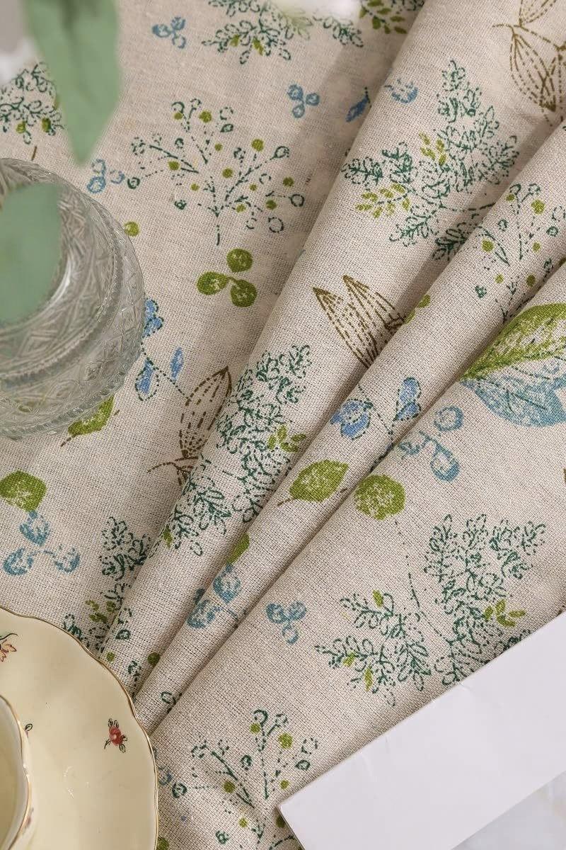 1pc Blue Branch Leaf Round Tablecloth, Farmhouse Style, Durable Material, Kitchen Decor, Party, Picnic, Wedding Table Setting