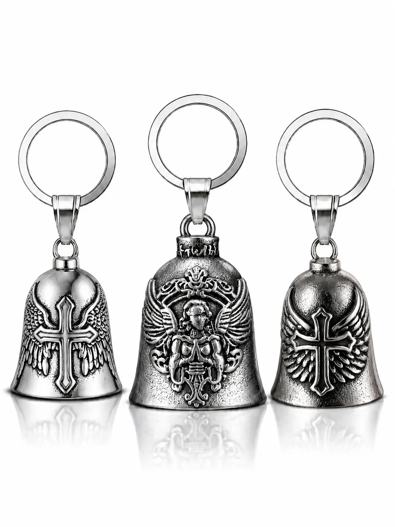 3 Pieces Biker Bell Amulet Motorcycle Guardian Bell Keychain Accessory Safe Wishes Symbol Positive Gift