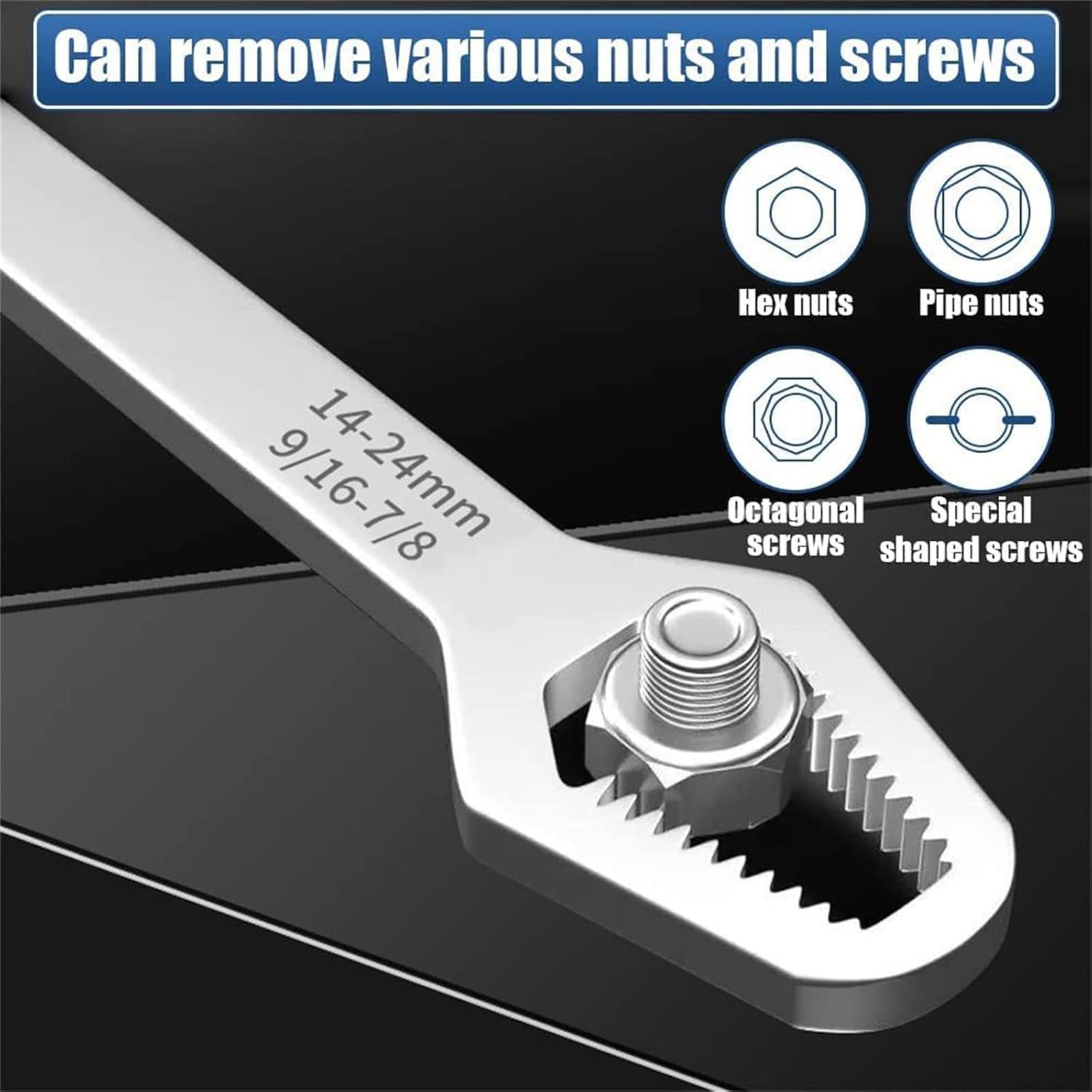 Universal Car Torx Wrench,8-24mm Self-tightening Wrench,Double-head Torx Spanner,Non-Slip Multi-function Wrench for Most Nuts & Bolts Repair,Professional&nbsp;Car&nbsp;Assembly & Disassembly Tool.
